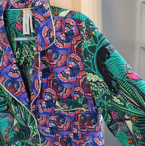 Women's Anthropologie Masha Volnova Pajamas Colorful Vibrant Tropical 2 Piece - Picture 7 of 14